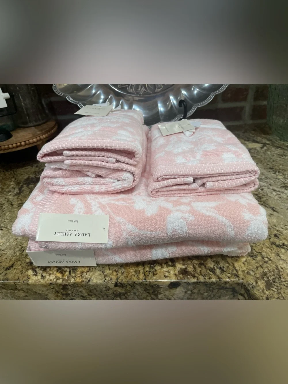 Laura Ashley RYE FLOWERS Reversible Towels Bundle - bath, hand & finger  -NEW!